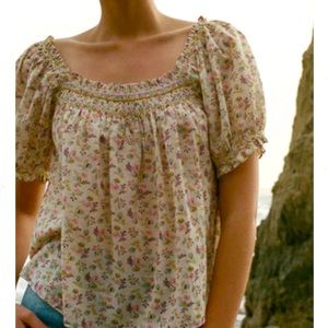 DOÉN Spring 2023 SWEET “PORTIA” SMOCKED BLOUSE, M